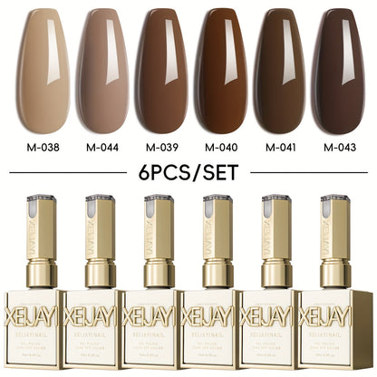 Gel Nail Polish 6-Piece 15ml Rainbow-Candy Frame-Bottle Sets in 7 Numbered Color Palettes for Nail Art