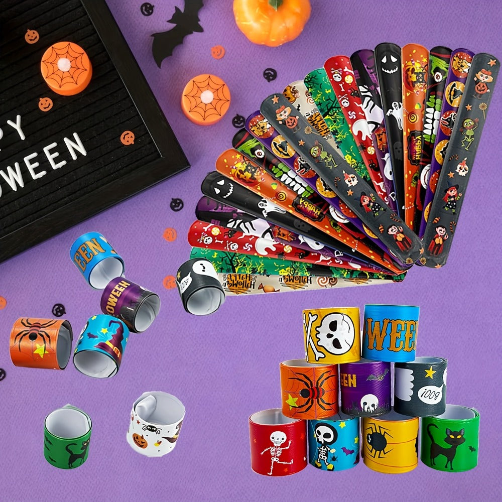 Halloween Slap Bracelets Bulk for Kids, 54/100PCS Halloween Party Favors for Boys & Girls, Spooky Bag Stuffers