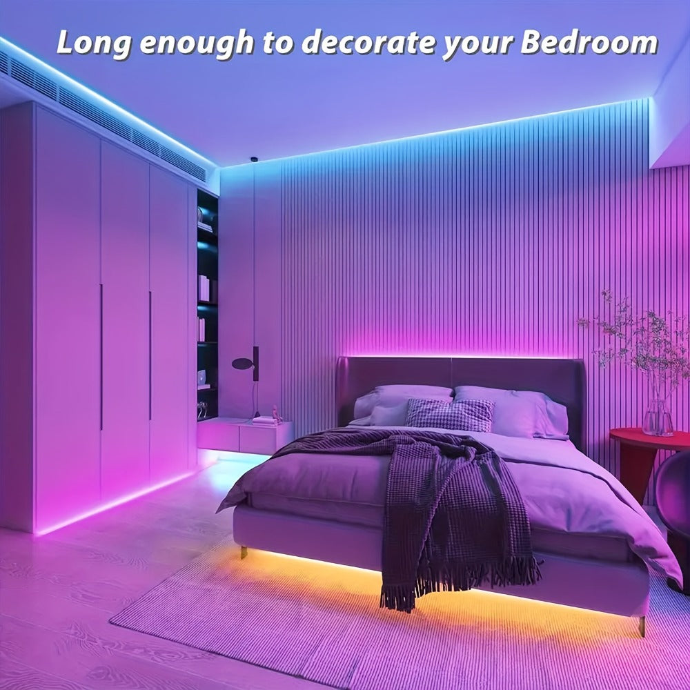 LED Strip Light RGB 100ft Two-Roll Kit with 44-Key Remote, Included Power Supply and Adhesive Backing