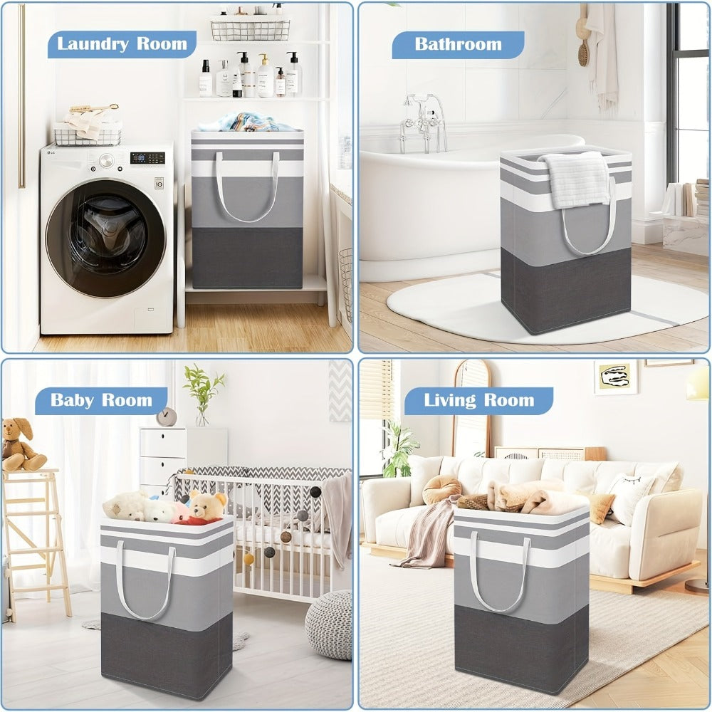 Collapsible Laundry Basket 3 Pack 75L – Freestanding Tall Clothes Hamper with Easy-Carry Handles for Bedroom, Bathroom, Family & Dorm
