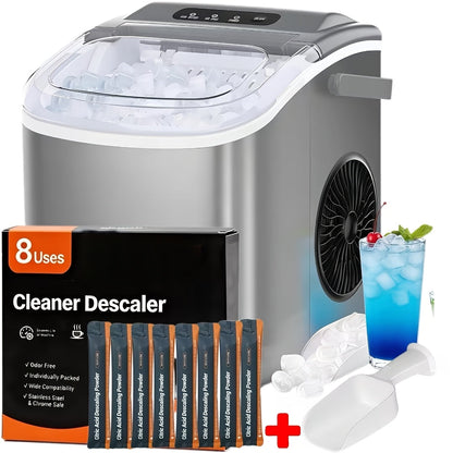 Pebble Ice Maker Countertop, /24H, 2 Ice Cube Sizes, Sonic Bullet Ice Machine, Auto-Cleaning, Stainless Steel