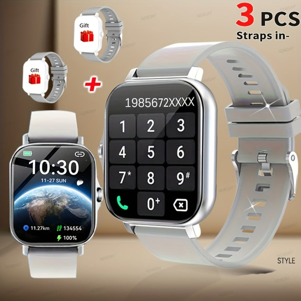 Smart Watch 1.83-Inch Full Touch Display with Wireless Calling, 180mAh Battery and Three-Strap Set