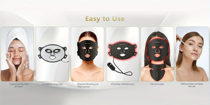LED Face Mask, 7-in-1 Red Light Therapy for Face & Neck, 93+80 LED Beads, Separate Silicone Applicator