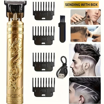 Hair Clipper Retro T-Blade Cordless Trimmer with LED Display, USB Charging and T9 or T10 Style Options