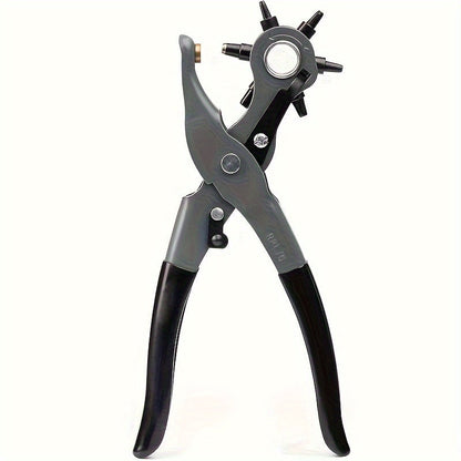 Leather Hole Punch for Belt – Heavy Duty 6-Hole Rotary Belt Puncher Kit for Saddles Shoes Fabric DIY Craft Projects Upgraded Round Hole