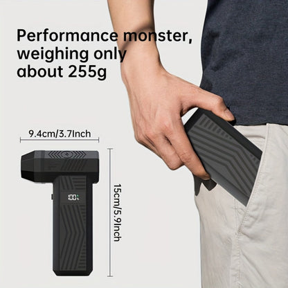 Black Pistol-Grip Electric Air Duster with Rear Digital Display, Three Nozzles and USB-C Cable
