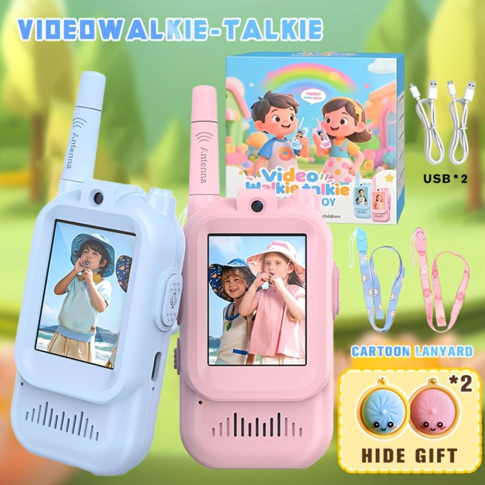2-Pack Kids Walkie Talkie Toy 2.4GHz, Video Call, Voice Changer & HD Camera, Long-Range Wireless Communication