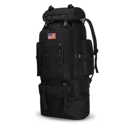 100L-Labeled Tall Tactical Rucksack with Roll-Top Compartment, Lower Pouch and Five Color Options