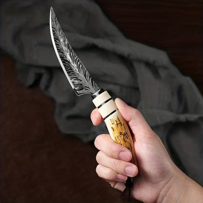 Butcher Knife Professional Bone-In Meat Cleaver Razor Sharp Blade with Patterned Design & Comfort Grip Handle