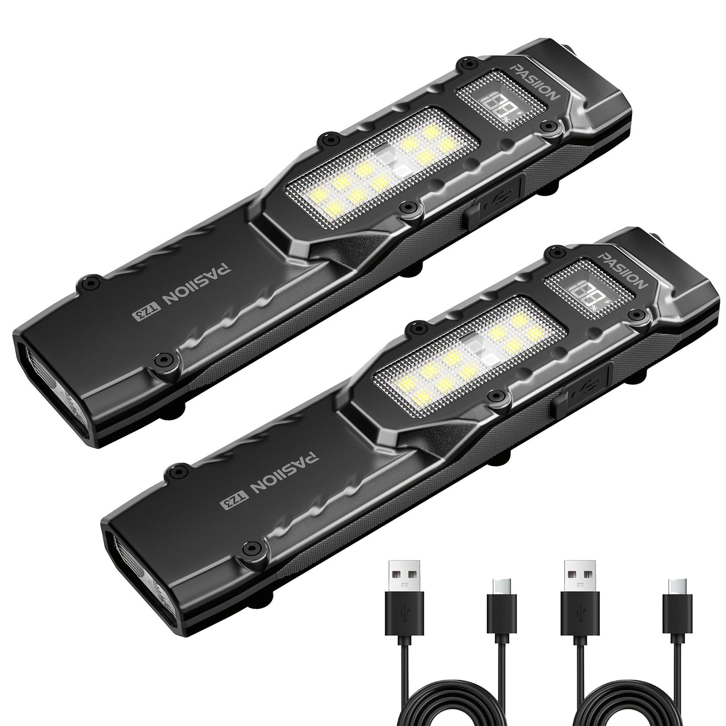 EDC Tactical Flashlight 1500 Lumen USB Rechargeable, Flat Slim Pocket Flashlight High CRI 5 Modes Red Warning Light
