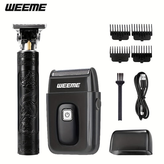 Men's Electric Hair Trimmer and Beard Trimmer 2-Piece Set Cordless Hair Clipper Short Beard for Everyday Face, Beard and Body Grooming