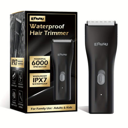 Ceramic-Blade Body Hair Trimmer with IPX7 Rating, LCD Battery Display and Black, Blue or White Housings