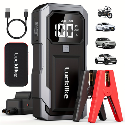 Battery Jump Starter 5000A 3000A Peak for Gas Diesel Engines QC3.0 18W Fast Charge USB-C Recharge for Garden, Patio and Yard Use