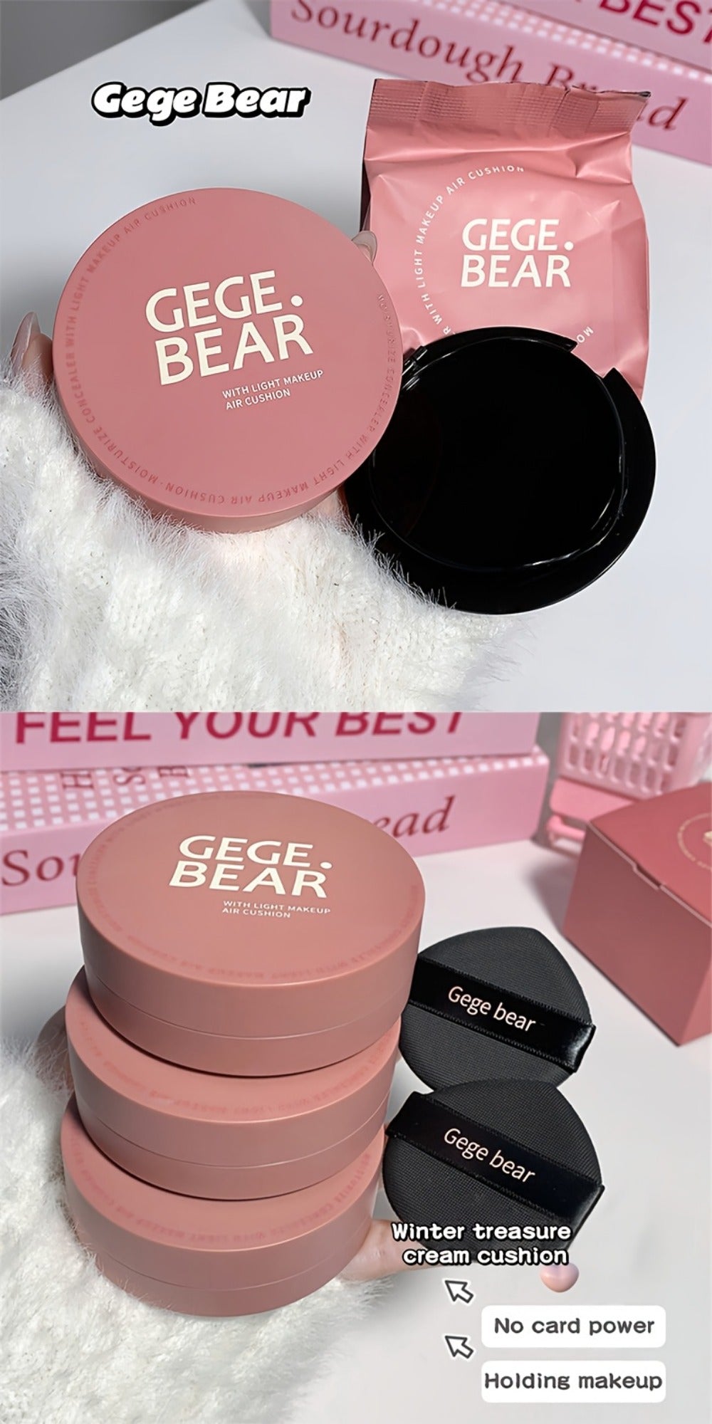 Oil Control Cushion BB Foundation with Replacement Core, Waterproof Sweatproof Invisible Pore Coverage