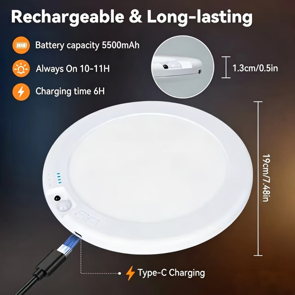 LED Ceiling Light, Wireless Motion Sensor 2 Pack 5500mAh Rechargeable, Remote Control, 3 Brightness Modes