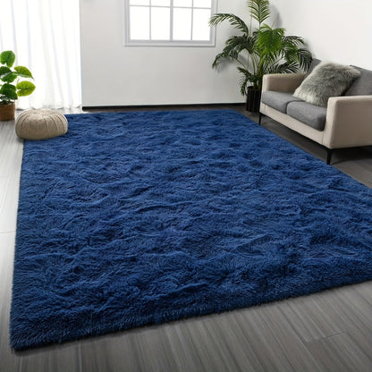 Shaggy Plush Area Rug – Soft Fluffy Carpet for Living Room, Bedroom & Sofa | Non-Slip Machine Washable Tie-Dye & Solid Color Long Pile Rug |