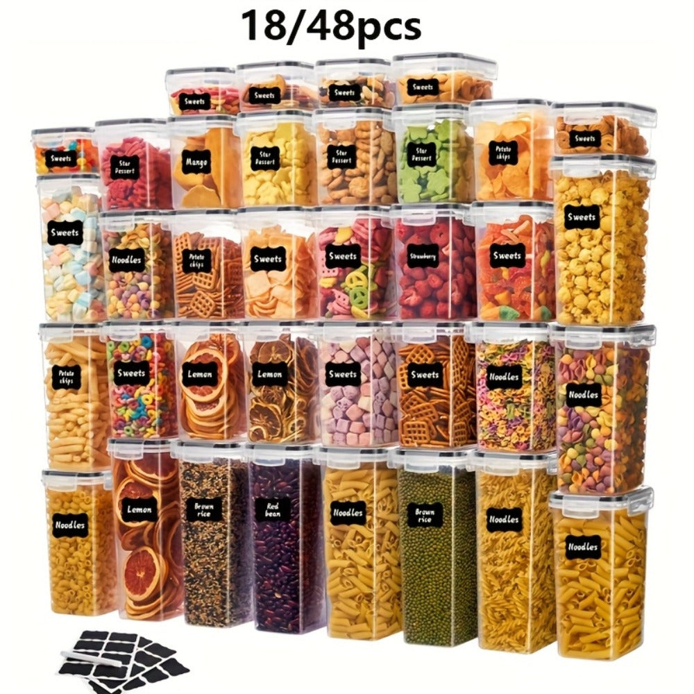 Food Storage Containers Multi-Size Pantry Set with Matching Lids, Labels and Markers in Four Pack Options