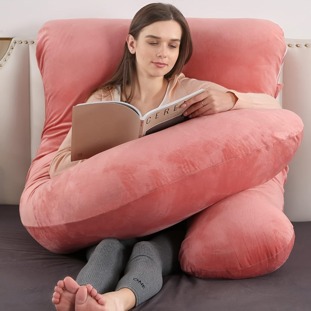 Pregnancy Pillow J-Shape 60 Inch Full Body Maternity Pillow with Velvet Cover for Entryways, Bedrooms and Living Spaces