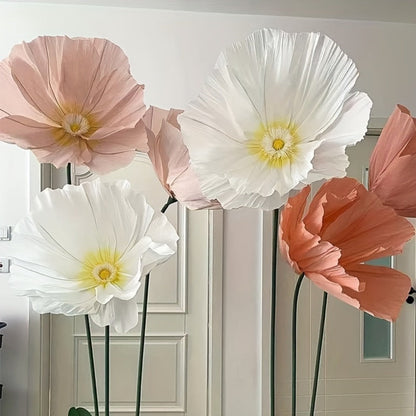 Giant Paper Poppy Artificial Flower - Super Large Floor Standing Fake Flower for Wedding Backdrop