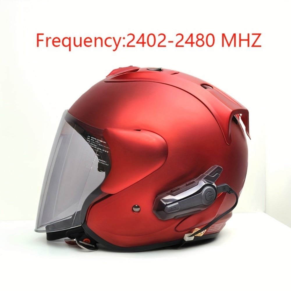 Motorcycle Helmet Bluetooth Intercom Headset – Wireless Real-Time 2-Rider Communication, Compatible with Full Face, 3/4 & Open Face Helmets