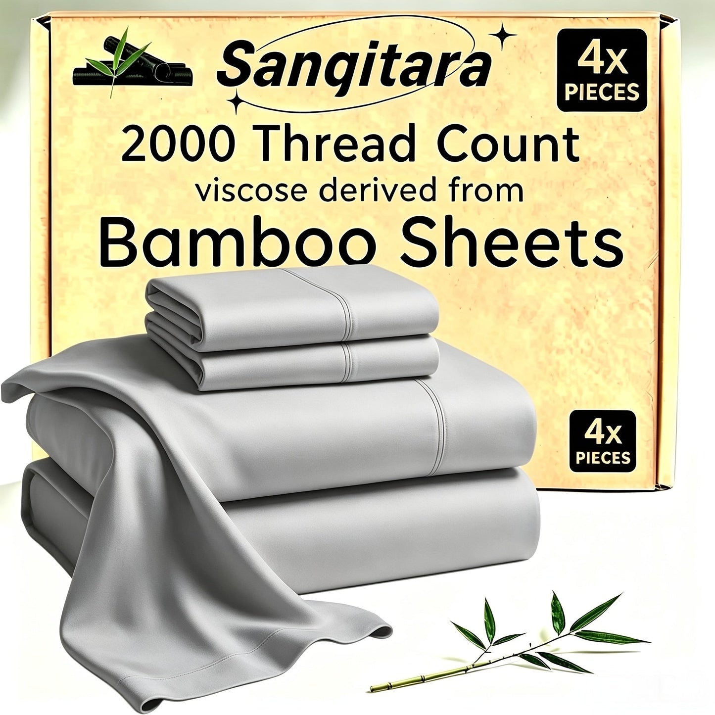 Cooling Fitted Sheet Bamboo Blend Ultra-Soft Deep Pocket Bed Sheet for Hot Sleepers Twin Full Queen King Size Machine Washable Breathable