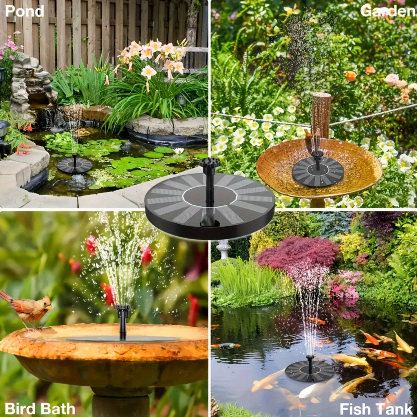 Outdoor Fountain Solar Powered for Garden, Pathway and Patio Lighting, with the Listed Configuration
