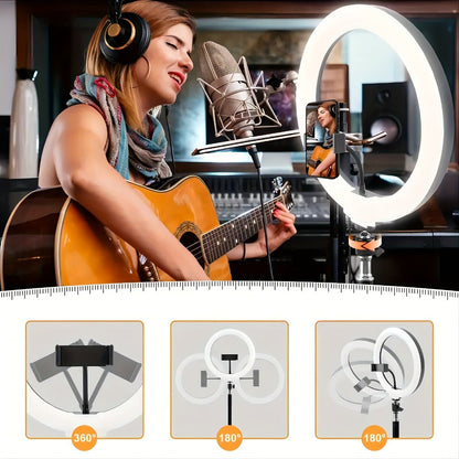 10- or 12-Inch LED Ring Light with Desktop, 43-Inch or 63-Inch Stand and Seven Checkout Options