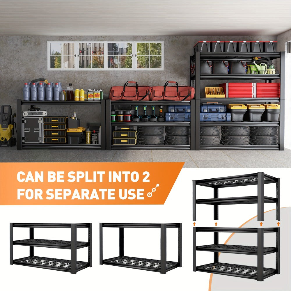 Metal Garage Shelving Unit 72"H - Adjustable Steel Storage Shelf Rack for Garage, Basement & Warehouse