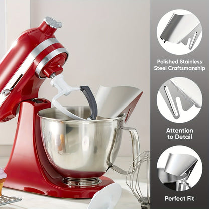 Stand Mixer Pouring Chute Stainless Steel – Dishwasher Safe Pouring Shield for KitchenAid Tilt-Head & Bowl-Lift Models