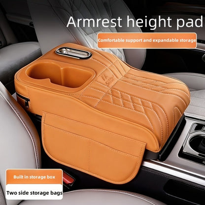 Center Console Tray Organizer with Cup Holder, Tissue Slot and Six Color Options in Black, Orange, Red, Brown or Beige