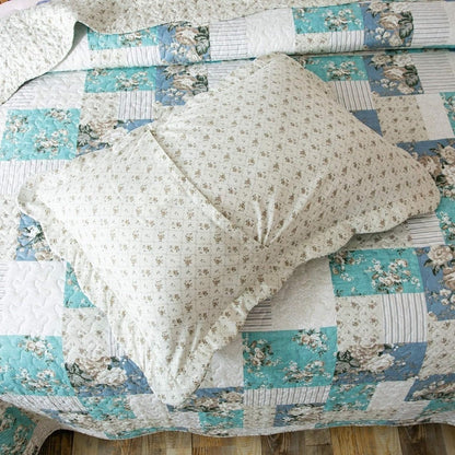 Floral Quilt Set Lightweight Bedspread Coverlet 2 or 3-Piece, All Season Hypoallergenic Breathable Paisley Patchwork Print Quilt for Bedroom