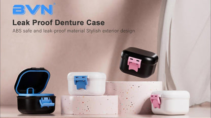 Denture Bath Case Leak-Proof with Drainage Basket Silicone Ring Safety Buckle Portable Travel for an Everyday Personal Care Routine