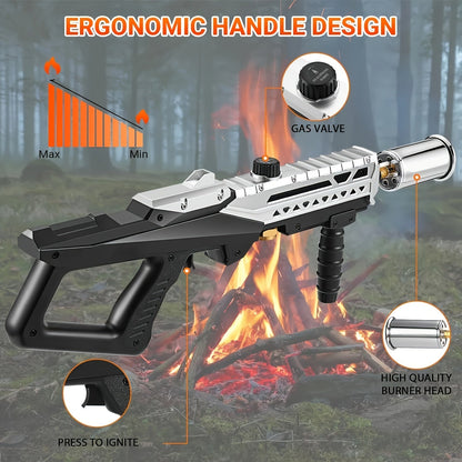 Long-Handle Propane Grill Torch with Adjustable Flame, Trigger Ignition and Silver-Black Finish