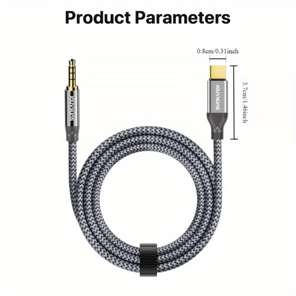USB C to 3.5mm Audio Adapter with DAC Chip | SUNKANDI TRRS Headphone Jack Converter for iPhone 15 16 Galaxy S24 S23 iPad MacBook & All USB-C
