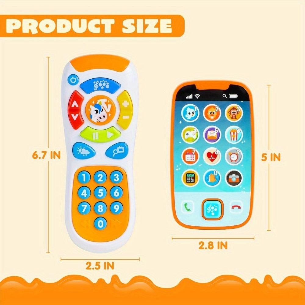 Baby Smartphone & Remote Control Toy Set with Horse, Pretend Play Phone with Music, Sound Effects & Learning Features