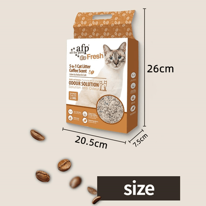 Tofu Cat Litter 33 lbs – Coffee Scent 5-in-1 Formula, Quick Clumping & Low Dust Cat Litter for Indoor Cats, 6 Packs x 5.5 lbs, Odor Lock