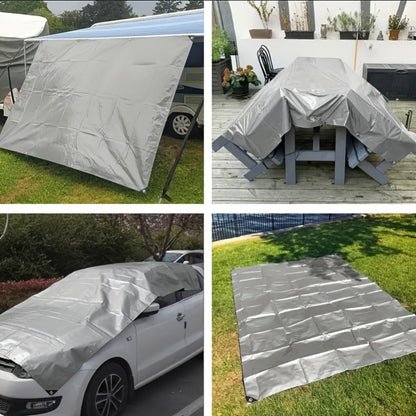 Tarp 2-Pack 10Mil 150GSM Black Silver, Tear-Proof Polyethylene Cover with Reinforced Grommets for Roof Pool Boat Car Camping & Outdoor