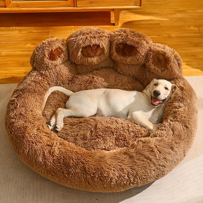 Dog Bed Cat Bed Bear Paw Round Plush Non-Slip – Soft Warm Cuddler Pet Mattress for Puppy, Small, Medium & Large Dogs and Cats