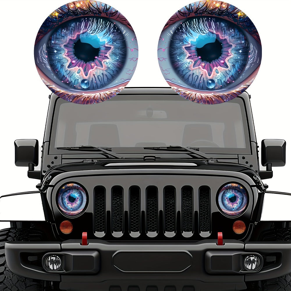 3D Beast Eye Headlight Stickers – Funny Car Headlight Decals for Jeep Round Headlights, Truck Body, Bumper & Window Decoration