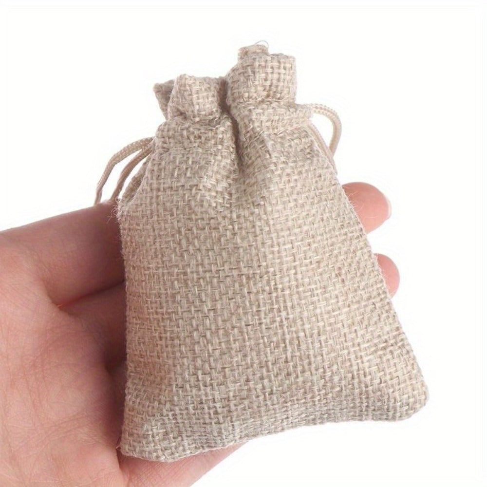 Natural Jute Drawstring Bags 50pcs – Multipurpose Gift Pouches for Party Favors, Wedding, Packaging & Storage