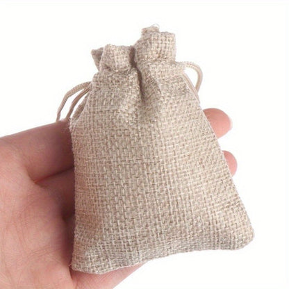 Natural Jute Drawstring Bags 50pcs – Multipurpose Gift Pouches for Party Favors, Wedding, Packaging & Storage