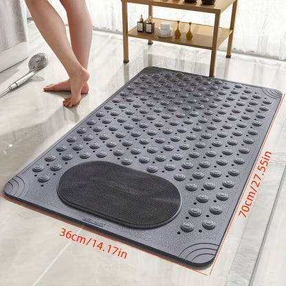 Bath Mat with Massage Buttons - PVC Shower Mat with Polka Dot Pattern, 0.35" Thick Rectangular Bathroom Safety Mat