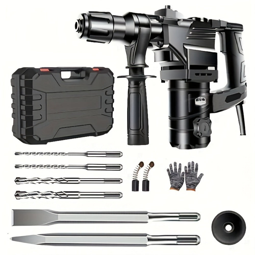 Hammer Drill 1100W 3-in-1 Multi-Function Electric Drill, Rotary Hammer & Chisel, Variable Speed for Concrete Wall Wood Metal Drilling