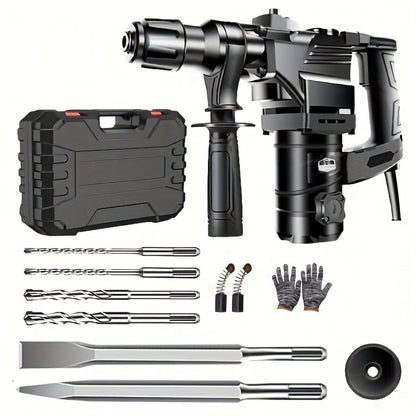 Hammer Drill 1100W 3-in-1 Multi-Function Electric Drill, Rotary Hammer & Chisel, Variable Speed for Concrete Wall Wood Metal Drilling