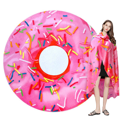 Round Food Print Throw Blanket in Pizza, Donut or Pancakes Designs with 62-, 71- or 80-Inch Diameters