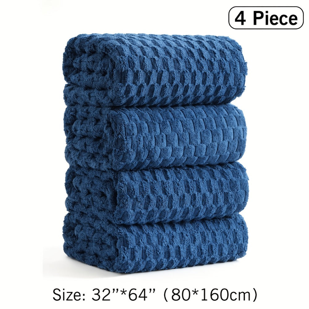 Bath Towels Set Single or 4-Piece 800GSM Oversized Microfiber Towels 32 x 64 Inch for Home and Guest Use