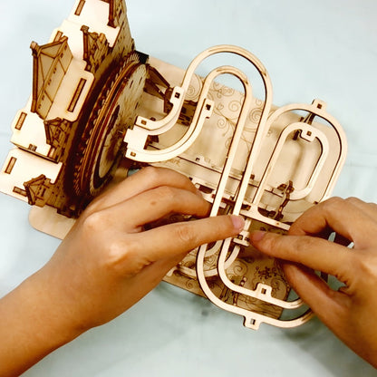 Electric Marble Run Set 3D Handmade Logic Building Construction Puzzle, Educational STEM Toy for Kids Teens Adults