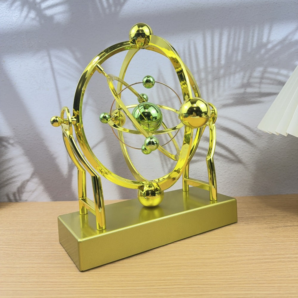 Perpetual Motion Pendulum Desk Decor - Cosmic Swing Solar System Planets Atomic Model Science for Entryways, Bedrooms and Living Spaces