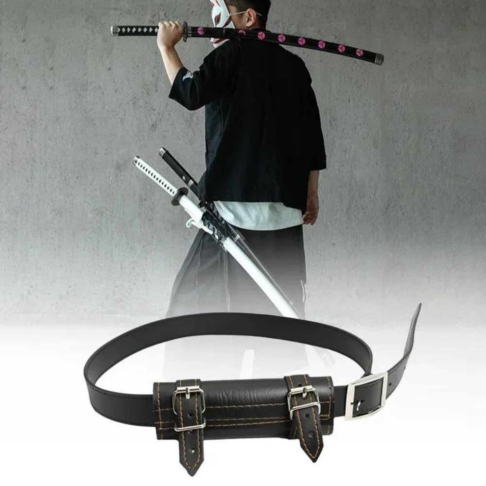 Sword Belt Holster with Dual Buckle Loops in Black or White for Katana-Style Costume Props