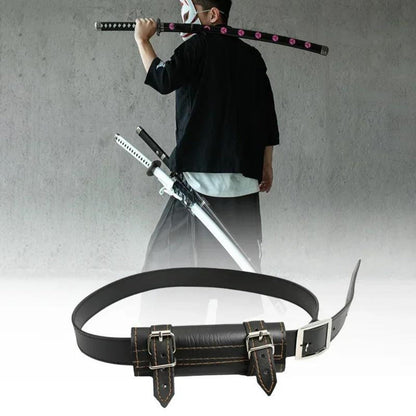 Sword Belt Holster with Dual Buckle Loops in Black or White for Katana-Style Costume Props